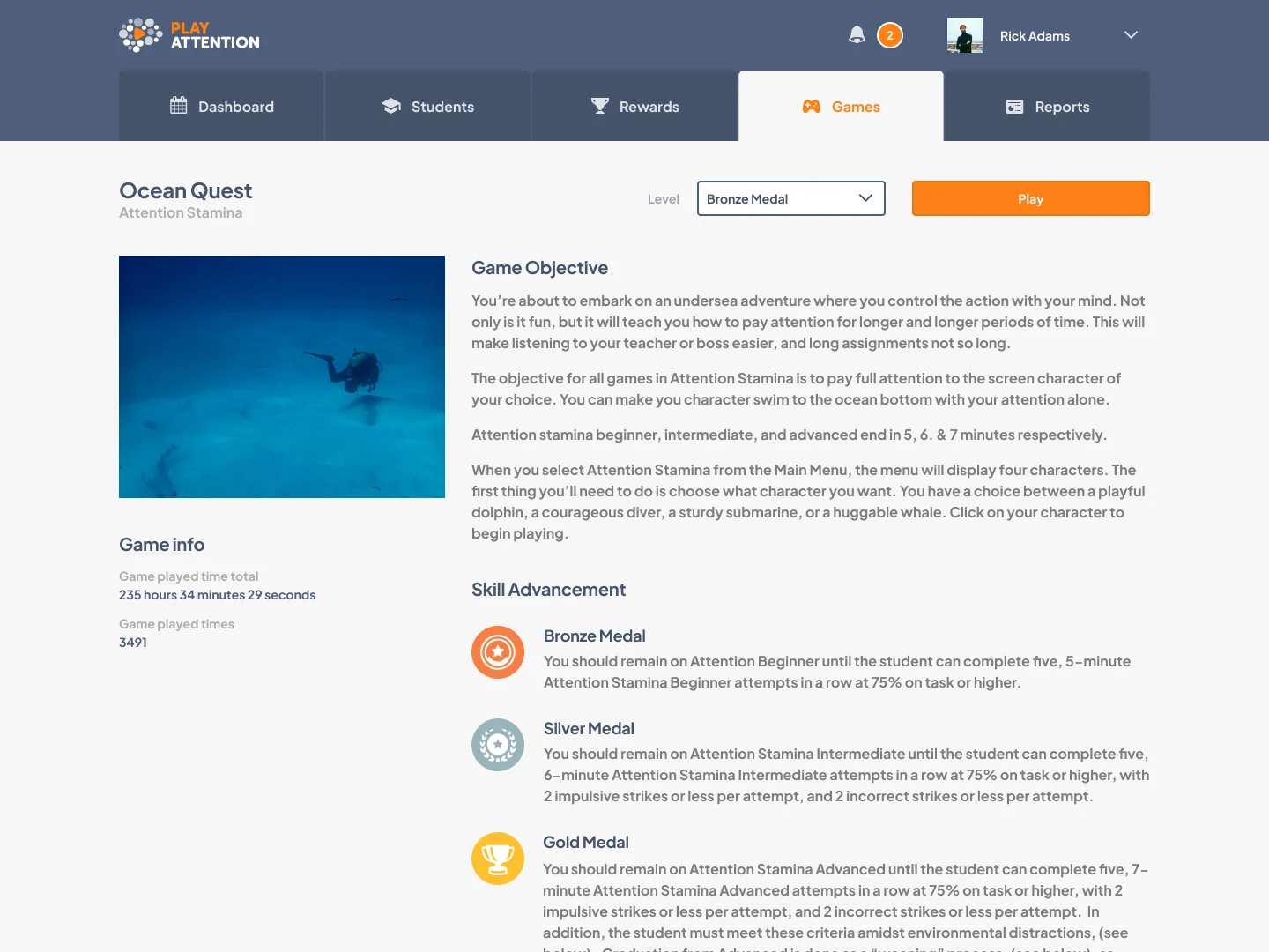 playattention coach interface
