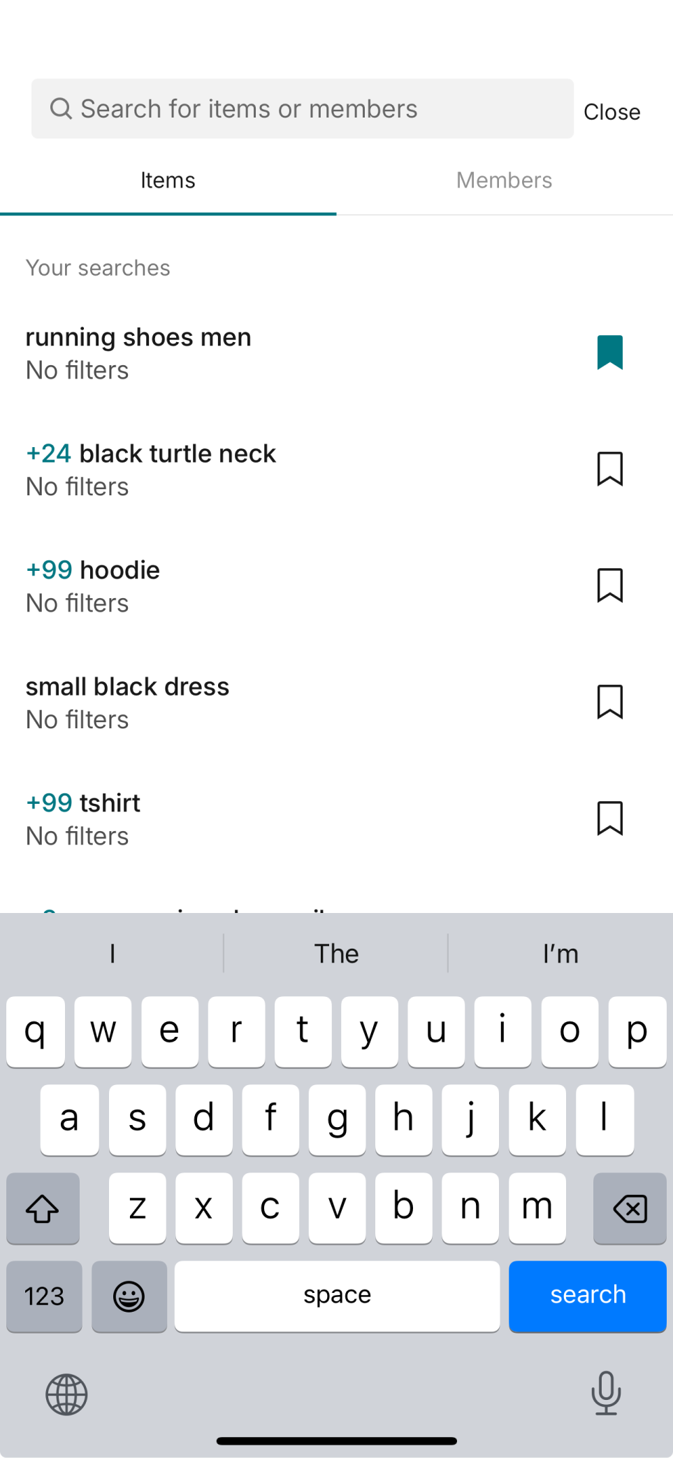 Vinted app search