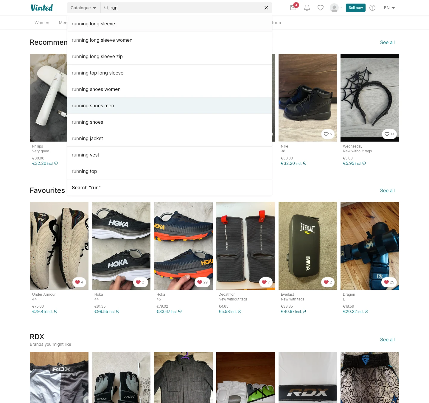 Vinted web search